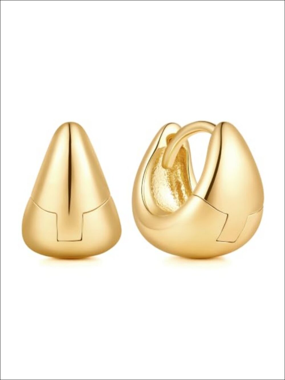 14K Gold Plated Chunky Hoop Earrings Hinged Hoop Women's Jewelry